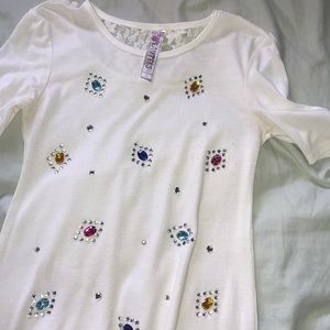 rhinestone white shirt